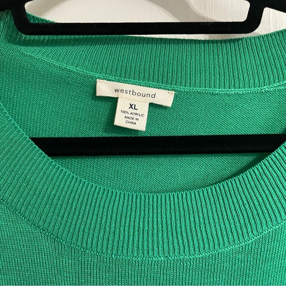Westbound Kelly Green Sweater With Tie Knot Size XL - Picture 2 of 6